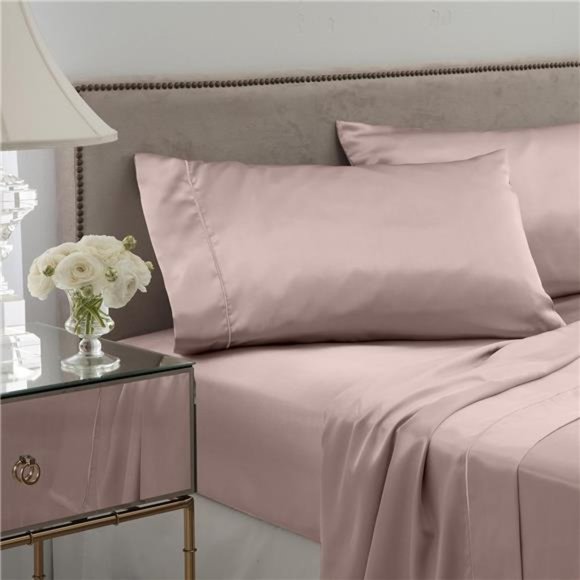 Satin Silk 4 Piece King Bed Sheet Set-King Sheet Set -1Fitted Sheet,1 Flat Sheet - Picture 3 of 6